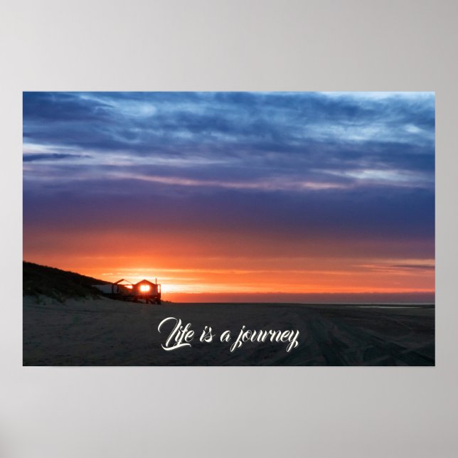 Life is a journey vibrant beach sunset sky orange poster (Front)