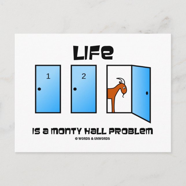 Life Is A Monty Hall Problem (Three Doors) Postcard (Front)