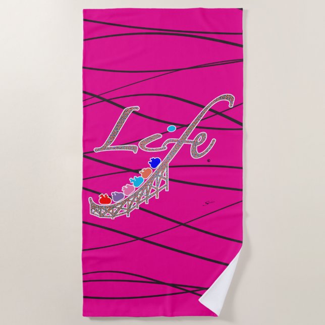 Life is a Roller Coaster Beach Towel (Front)
