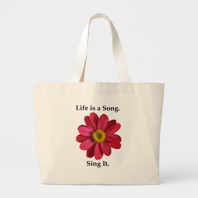 LIFE IS A SONG - ZINNIA LARGE TOTE BAG (Front)