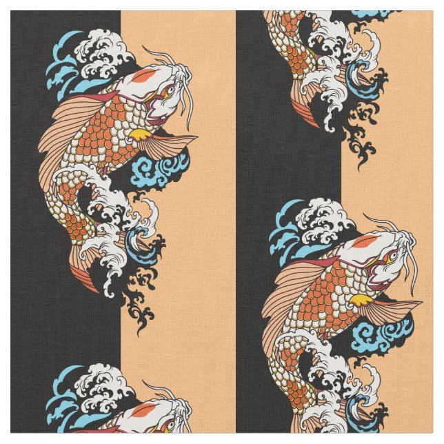 life is about balance. Japanese koi carp fish Fabric (Close Up)