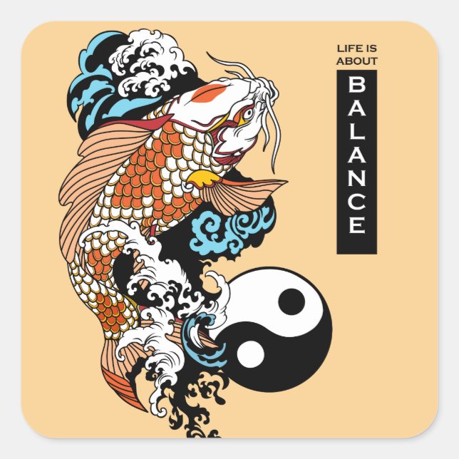 life is about balance. Japanese koi carp fish Square Sticker (Front)