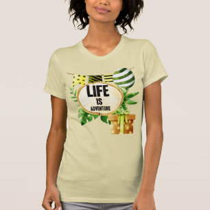 Life Is Adventure - Green And Gold Nature Party T-Shirt