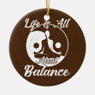 Life is all about balance meditation yoga  ceramic tree decoration