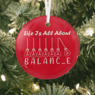 Life is all about balance motivational inspiration glass tree decoration