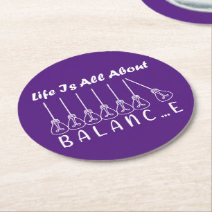 Life is all about balance motivational inspiration round paper coaster
