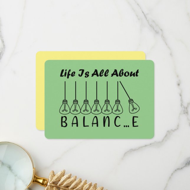 Life is all about balance motivational inspiration thank you card (Front/Back In Situ)