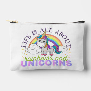 Life is all about rainbow and unicorns accessory pouch