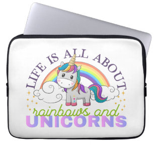 Life is all about rainbow and unicorns laptop sleeve