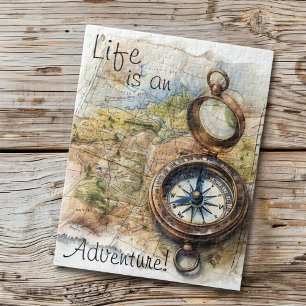 Life Is An Adenture Compass Jigsaw Puzzle