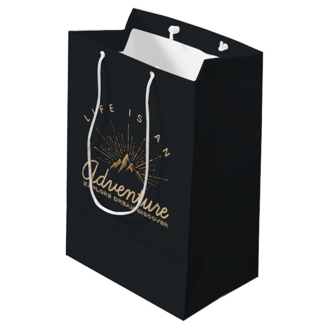 Life is an Adventure Explore Dream Discover Medium Gift Bag (Back Angled)