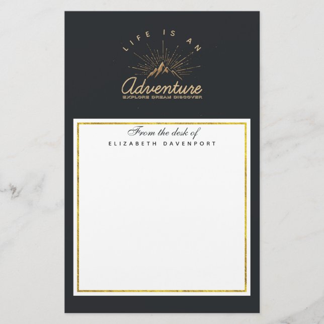 Life is an Adventure Explore Dream Discover Stationery (Front)