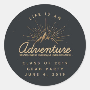 Life is an Adventure Graduation Classic Round Sticker