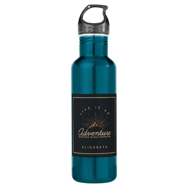 Life is an Adventure Mountain with Golden Sunrays 710 Ml Water Bottle (Front)