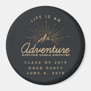 Life is an Adventure Mountain with Golden Sunrays Magnet