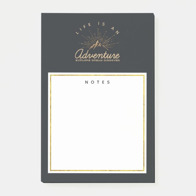 Life is an Adventure Mountain with Golden Sunrays Post-it Notes (Front)