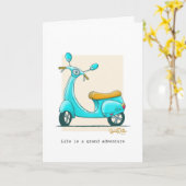 Life is an Adventure, Vespa Scooter Greeting Card (Yellow Flower)