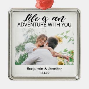 Life is an adventure with you custom couple photo metal tree decoration