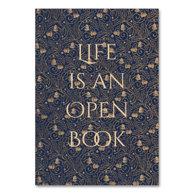 "Life is an Open Book" Bookmark Table Number (Front)