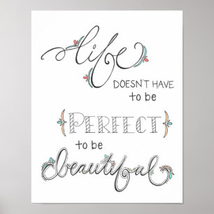 life is beautiful- coloured- hand drawn typography poster