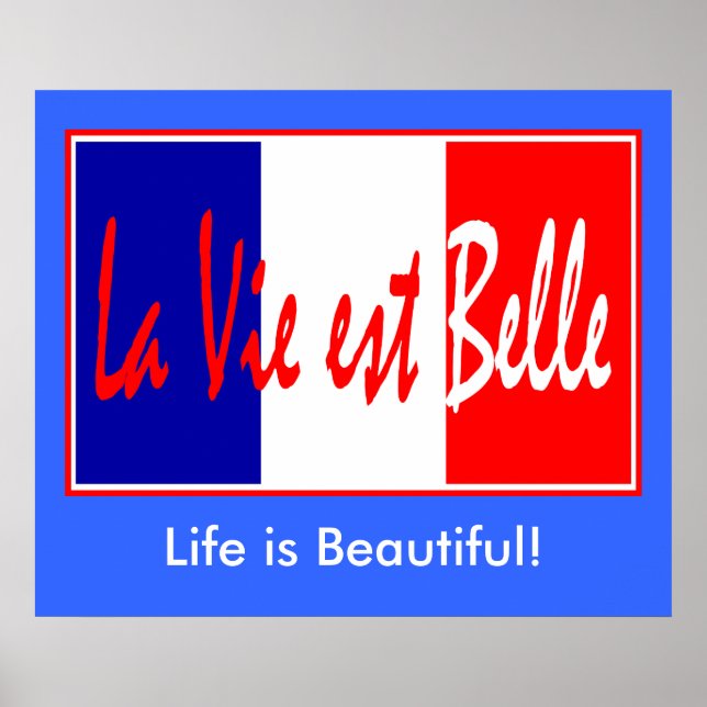 Life is Beautiful - La Vie est Belle! French Flag Poster (Front)