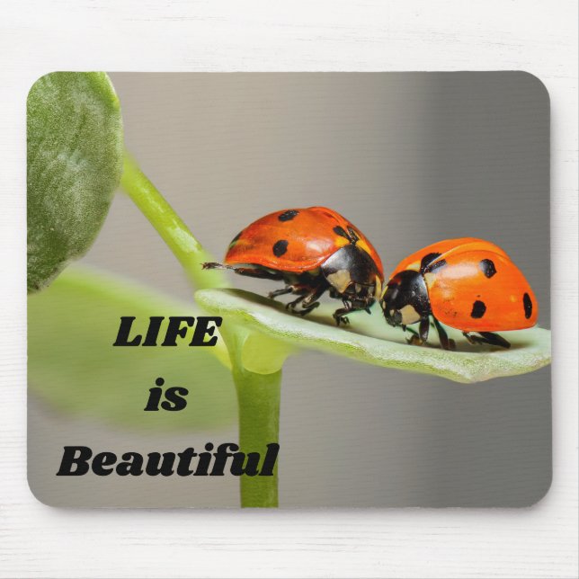 Life is beautiful - Ladybug Mouse Mat (Front)
