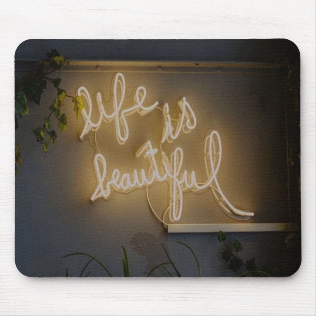 Life is Beautiful Neon Lights Mouse Mat (Front)