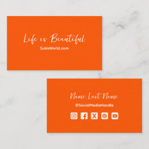 Life is Beautiful Orange Blog Website Social Media Business Card