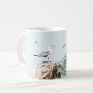 Life is Beautiful Sea Bird Ocean Wave Dragonfly Coffee Mug