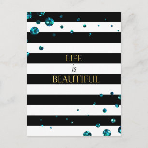 Life is Beautiful Teal Postcard