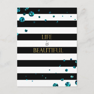 Life is Beautiful Teal Postcard