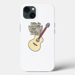 Life is beautiful with my guitar. positive words iPhone 13 case