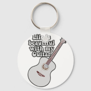 Life is beautiful with my guitar. vintage colourfu key ring