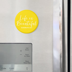 Life is Beautiful Yellow Brand Blog Website Magnet