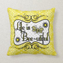 Life is Bee-utiful Personalised Pillow (Yellow)