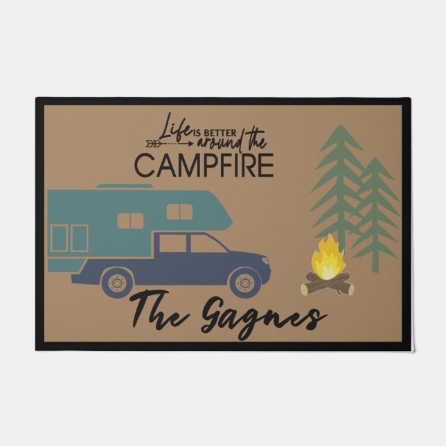 Life Is Better Around The Campfire Mat, Customised Doormat (Front)