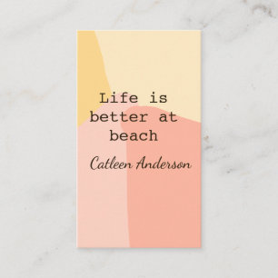 Life is better at beach yellow orange boho rustic business card