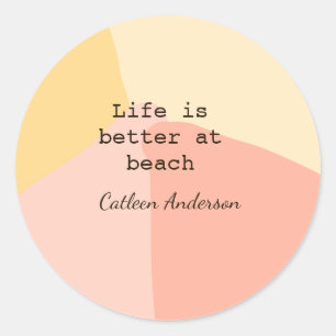 Life is better at beach yellow orange boho rustic  classic round sticker