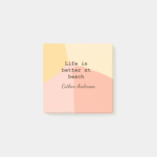 Life is better at beach yellow orange boho rustic post-it notes