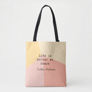 Life is better at beach yellow orange boho rustic tote bag