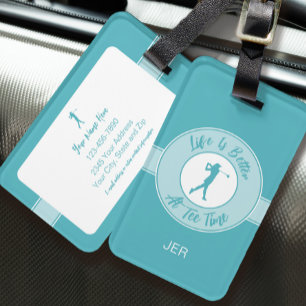 Life Is Better at Tee Time Personalized Golfer Luggage Tag