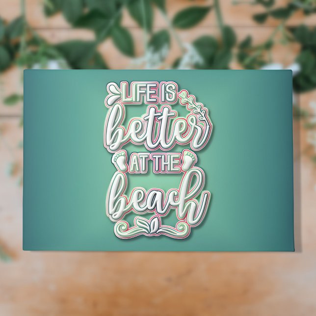 Life is Better at the Beach Colourful Text Doormat (Creator Uploaded)