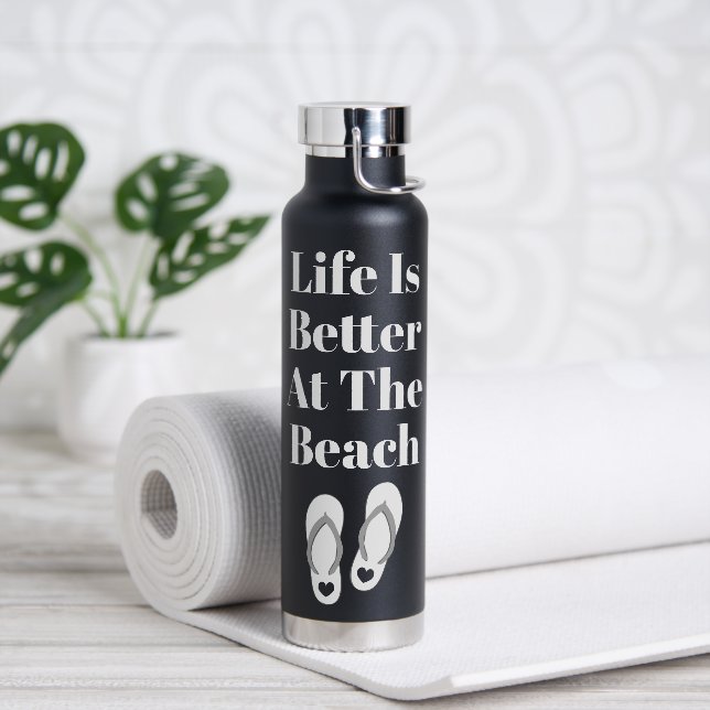 Life is better at the beach custom insulated water bottle (Yoga)