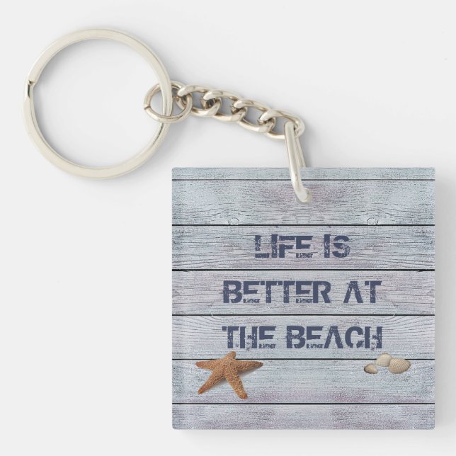 Life is better at the Beach customisable Keychain (Front)