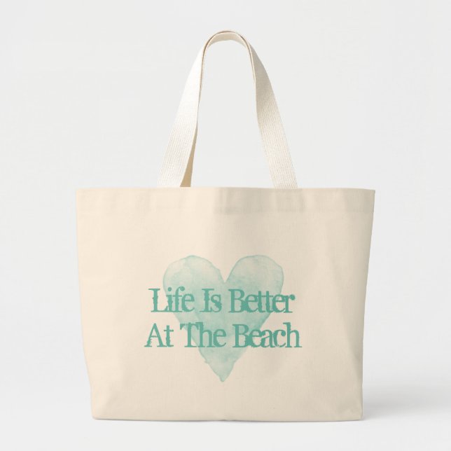 Life is better at the beach jumbo canvas tote bag (Front)