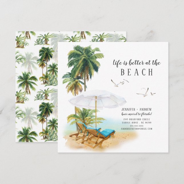 Life Is Better At The Beach Moving Announcement (Front/Back)