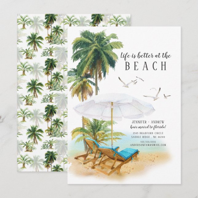 Life Is Better At The Beach Moving Announcement (Front/Back)
