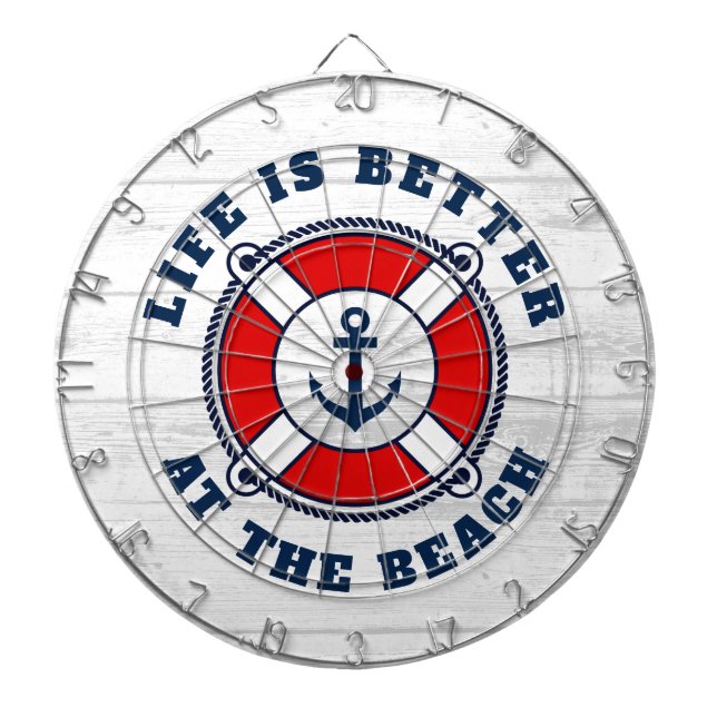 Life is better at the beach nautical anchor buoy dartboard (Front)