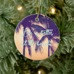 Life is better at the beach palm tree Christmas Ceramic Tree Decoration<br><div class="desc">Life is better at the beach palm tree Christmas tree ornament. Personalise with your own photo or text on the back.</div>