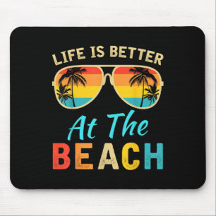 Life Is Better At The Beach Retro Palm Trees Summe Mouse Mat